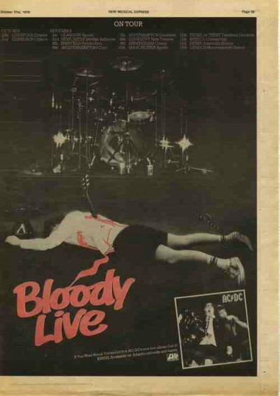 AC/DC If you want blood Tour + LP Poster Size Advert cutting/clipping 1978