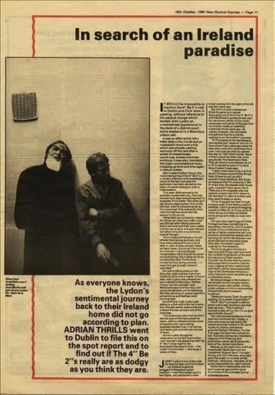 4" BE 2"s 1Â½ page Interview Music Press article/cutting/clipping 1980