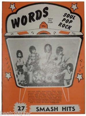 Record Song Book WORDS Magazine 10cc 1-10-1978