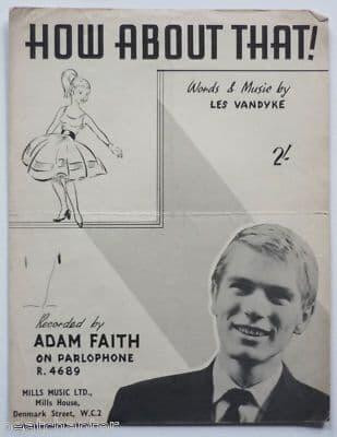 ADAM FAITH How about that Rare Vintage Sheet Music