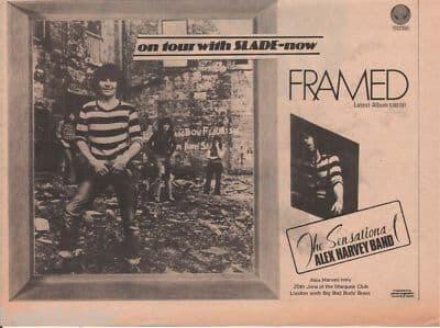 Alex Harvey Band Framed A4 Size LP 1973 vintage music press advert cutting/clipping