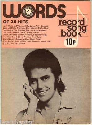 Record Song Book WORDS Magazine ALVIN STARDUST 1-2-1975