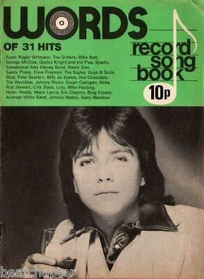 Record Song Book WORDS Magazine David Cassidy 1-9-1975