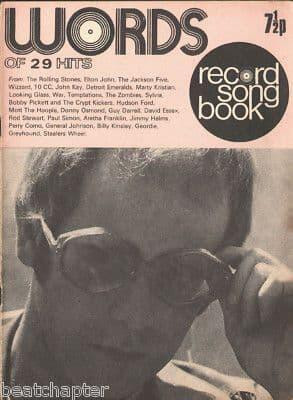 Record Song Book WORDS Magazine Elton John 1-10-1973