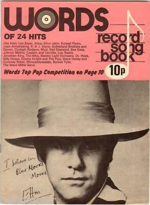 Record Song Book WORDS Magazine Elton John 1-2-1976