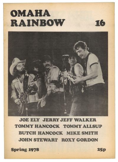 Omaha Rainbow Magazine No 16 Spring 1978 Joe Ely Jerry Jeff Walker Tommy Hancock Butch Hancock