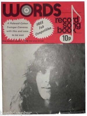 Record Song Book WORDS Magazine PETER FRAMPTON 1-8-1976