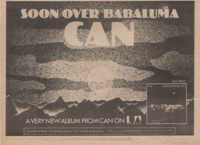 Can Soon over babaluma A4 Size LP vintage music press advert cutting/clipping 1974