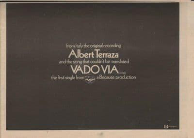 ALBERT TERRAZA Vadovia A4 Size vintage music press advert cutting/clipping 1973