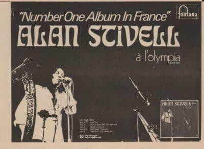 ALAN STIVELL A l'olympia A4 Size LP vintage music press advert cutting/clipping 1973