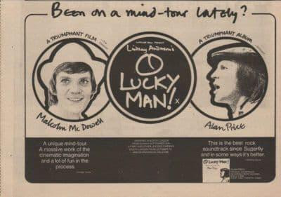 ALAN PRICE O lucky man A4 Size vintage music press advert cutting/clipping 1973
