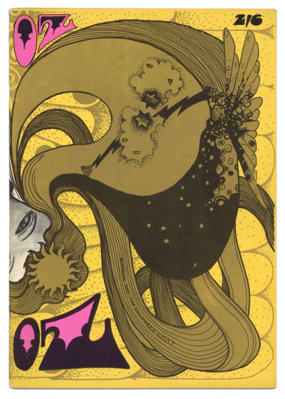 OZ Magazine No 4 + Oz sheet No 1 insert (May 1967) Gold quadruple cover by Michael English