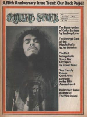 Carlos Santana Poster size A4 Size Rolling Stone Cover 1972 cutting/clipping