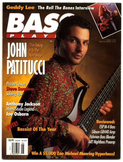 Bass Player Magazine June 1992 John Patitucci, Geddy Lee, Steve Swallow, Anthony Jacks