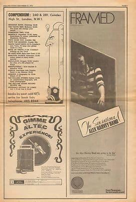 Alex Harvey Framed LP Poster Size vintage music press advert cutting/clipping 1972