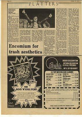 Alex Harvey Impossible Dream LP Review Vintage Music Press Article/cutting/clipping 1974
