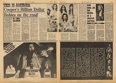 Alice Cooper Billion Dollar Babies Vintage Music Press Article/cutting/clipping 1973