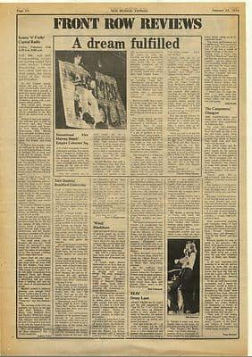 Alex Harvey Suzi Quatro Hawkwind Gig reviews Music Press Article/cutting/clipping 1974