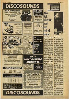 ALAN HULL Reluctant Poet Vintage Music Press Article/cutting/clipping 1973