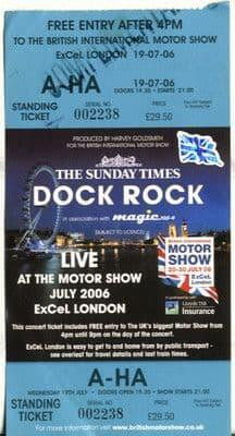 A-HA Rare Unused Complimentary Ticket Dock Rock London July 2006