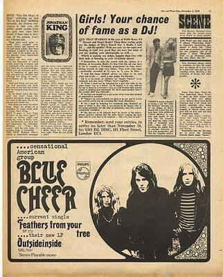 BLUE CHEER Feathers from your tree Vintage Music Press advert cutting/clipping 1968