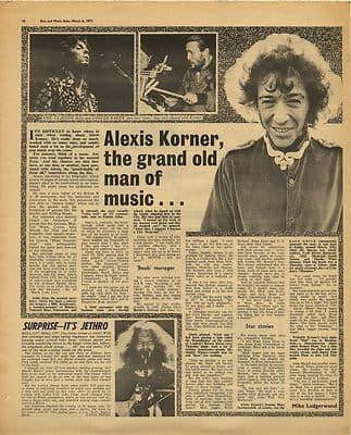 ALEXIS KORNER Interview Vintage Music Press Article/cutting/clipping 1971