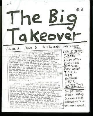 Big Takeover Magazine/Fanzine Issue No 8 Damned Buzzcocks 999 Wasted Youth Black Flag TSOL Fear