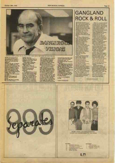 999 Separates LP advert 42x30cm 1978 cutting/clipping