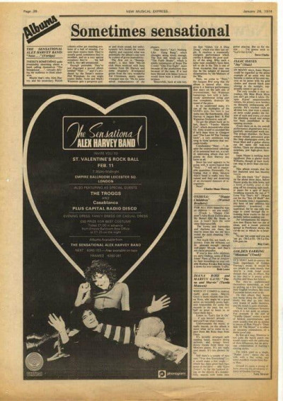 Alex Harvey LP review & Poster Size LP advert cutting/clipping 1974