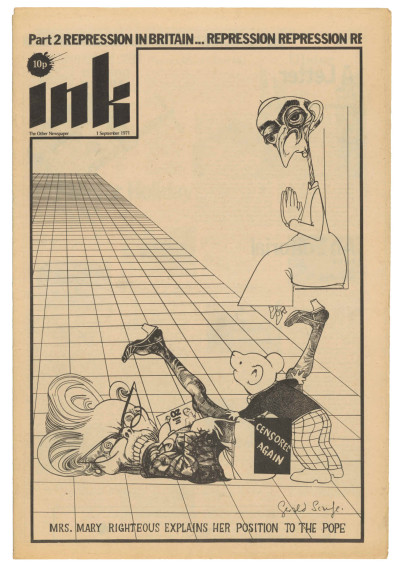 Ink Magazine The Other Newspaper No. 17, 1 September 1971 with Gerald Scarfe cover, Repression UK and then there has been reunited that his former manager at Northampton John Brady at Port Vale