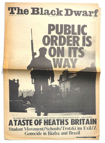 Black Dwarf Magazine 20 February Volume 14 No 29 1970 Public order act/Northern Ireland/Trotzki