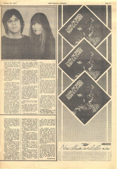 Frank Zappa Roxy LP Vintage Poster Size advert cutting/clipping 1974