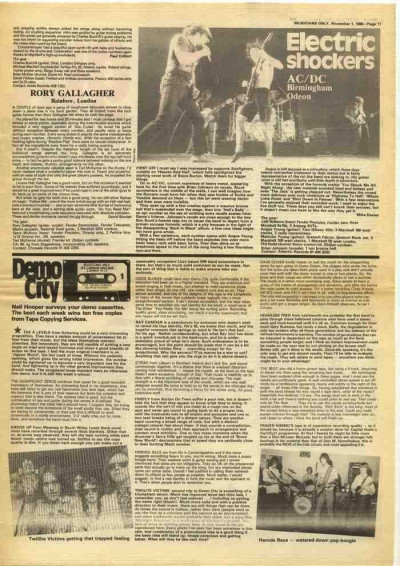 AC/DC Rory Gallagher article cutting/clipping 1980