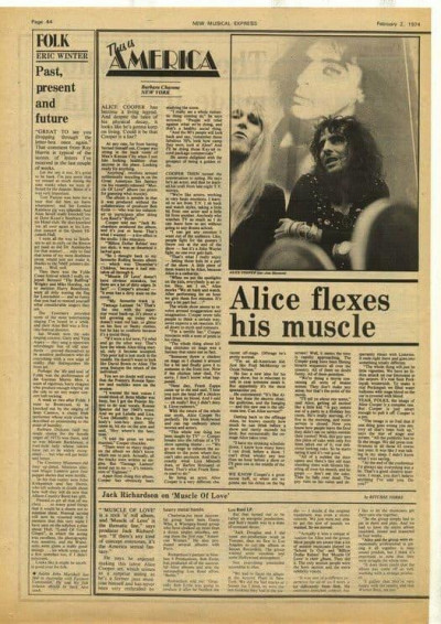 Alice Cooper Flexes his Muscle article press cutting/clipping 1974