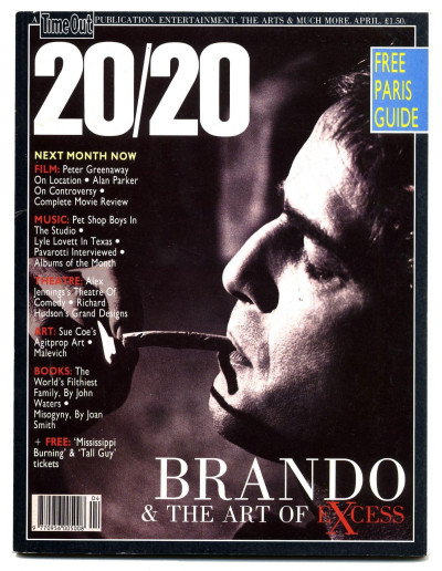 20/20 Time Out Magazine No 1 April 1989 Marlon Brando Pet Shop Boys Peter Greenaway John Waters
