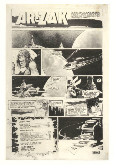 AR-ZAK/Arzach COMIX The Arts Lab Press Flyer/Advert comic Price list Rare Chris Welch