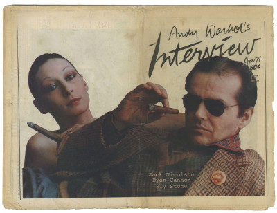 Andy Warhol's Interview April 1974 Jack Nicolson & Anjelica Huston Charlotte Curtis Eugenia Rawls Sl