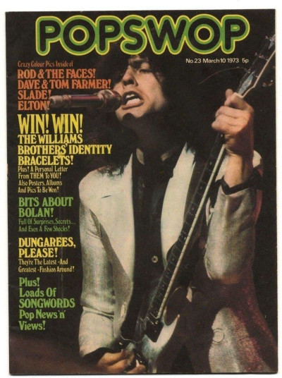 Popswop magazine No 23 March 10 1973 Marc Bolan Elton John The Faces Slade poster