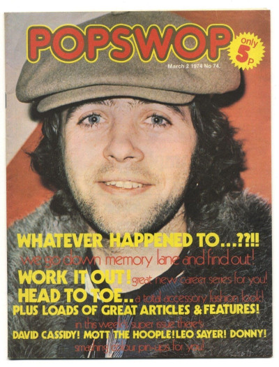 Popswop magazine No 74 March 2 1974 David Essex Mott the Hoople Cassidy Queen